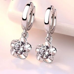 Flower shape earrings 925 sterling silver cz